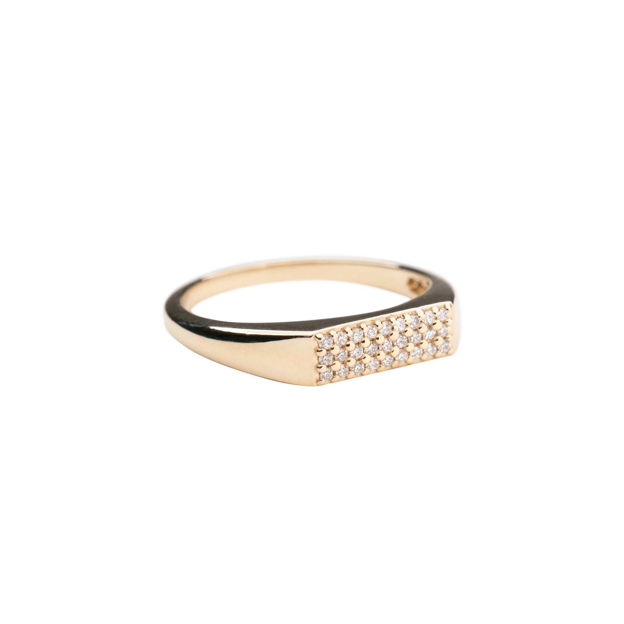 14k Pave Signet Ring