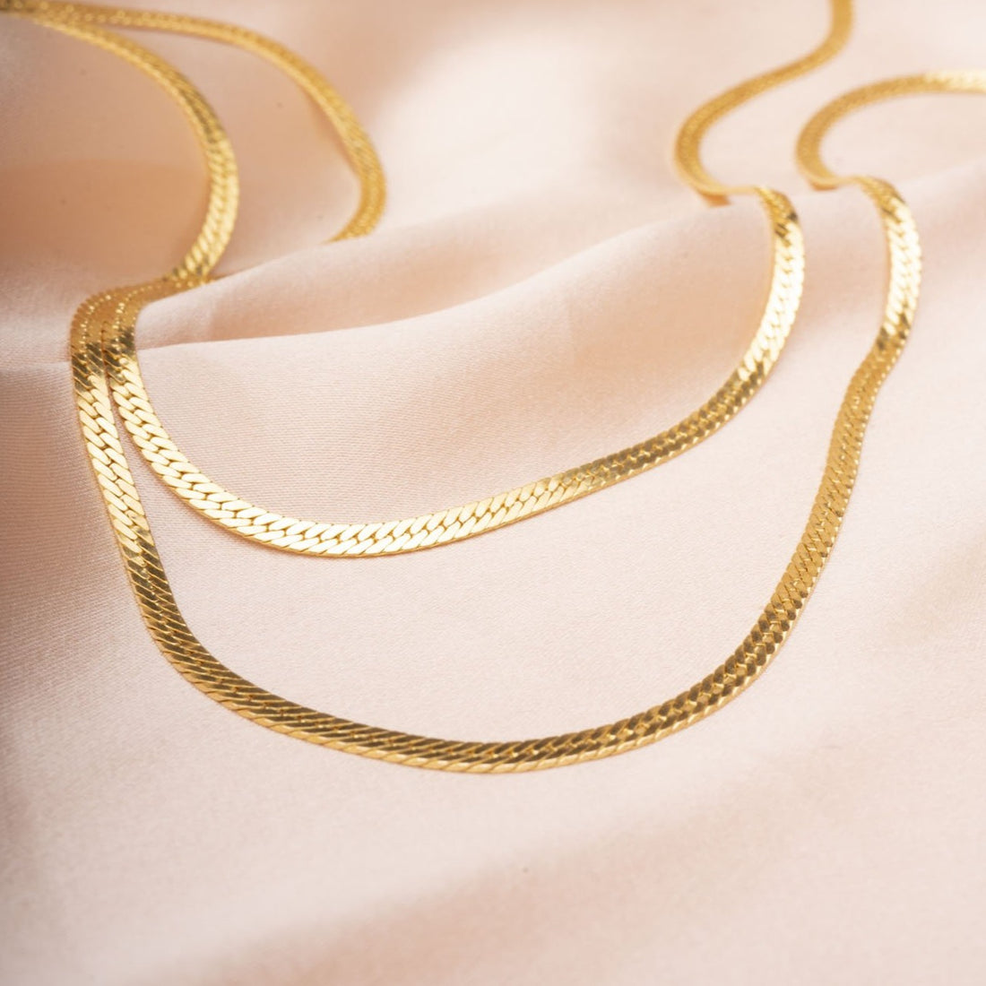 Gold Herringbone Necklace | 3mm