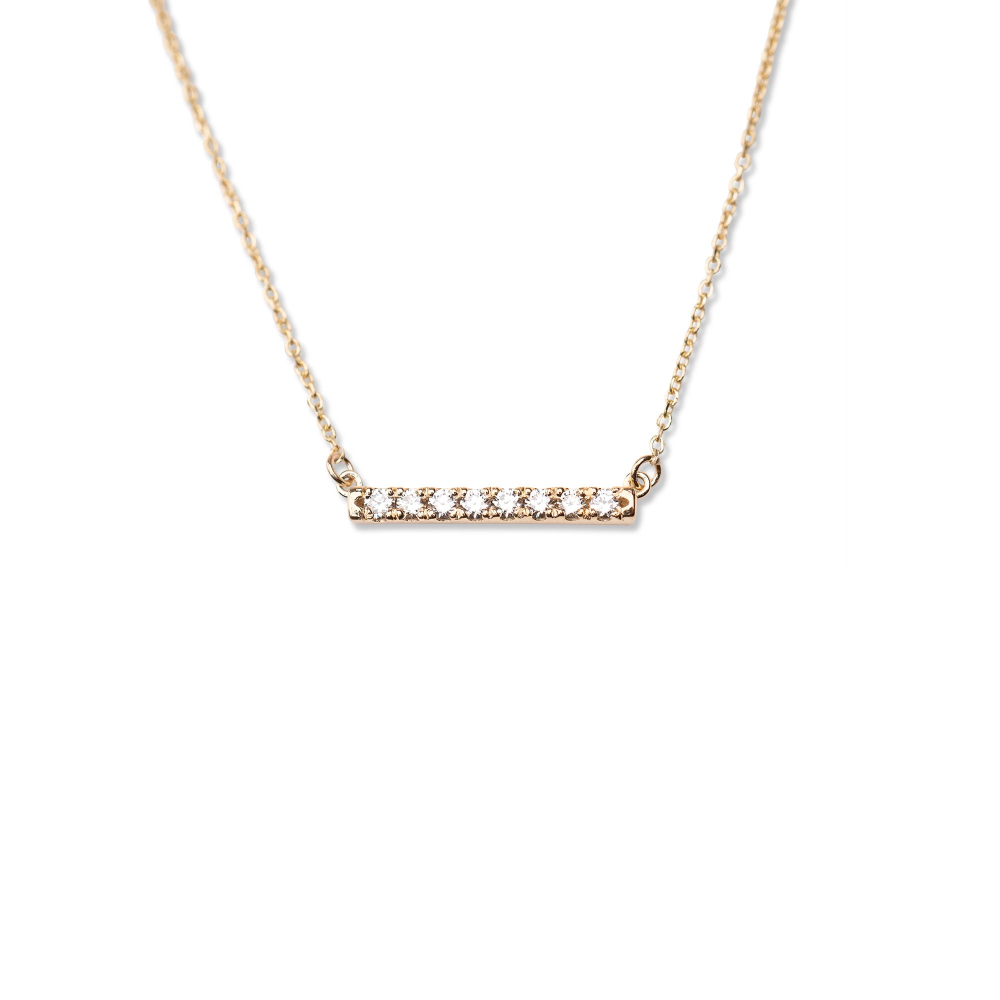 Diamond Bar Necklace - 16’’ Chain + Pendant