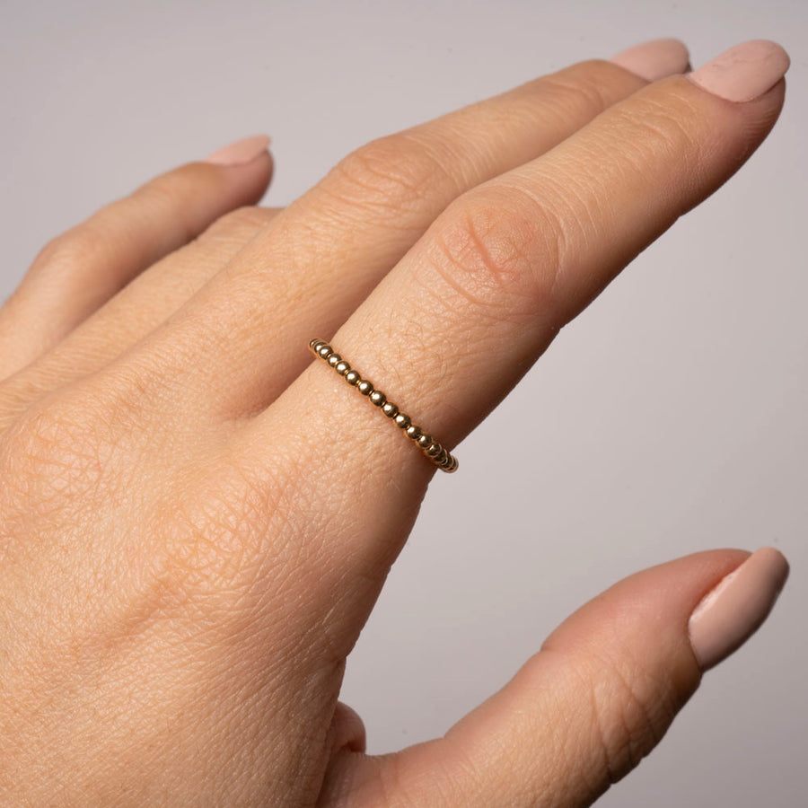 Gold Beaded Stretch Ring
