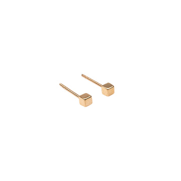 14k Gold  Small Cube Studs