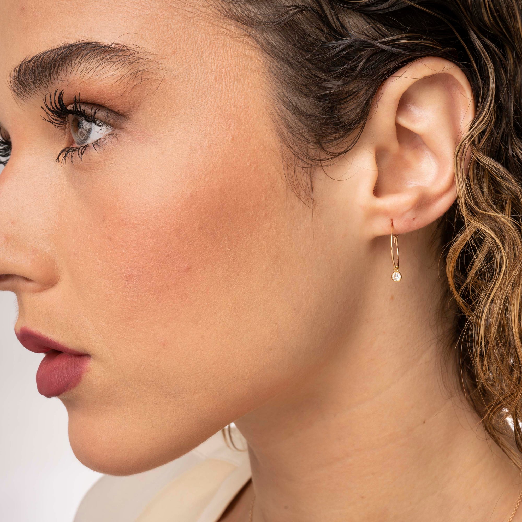 Gold Dainty Crystal Hoops