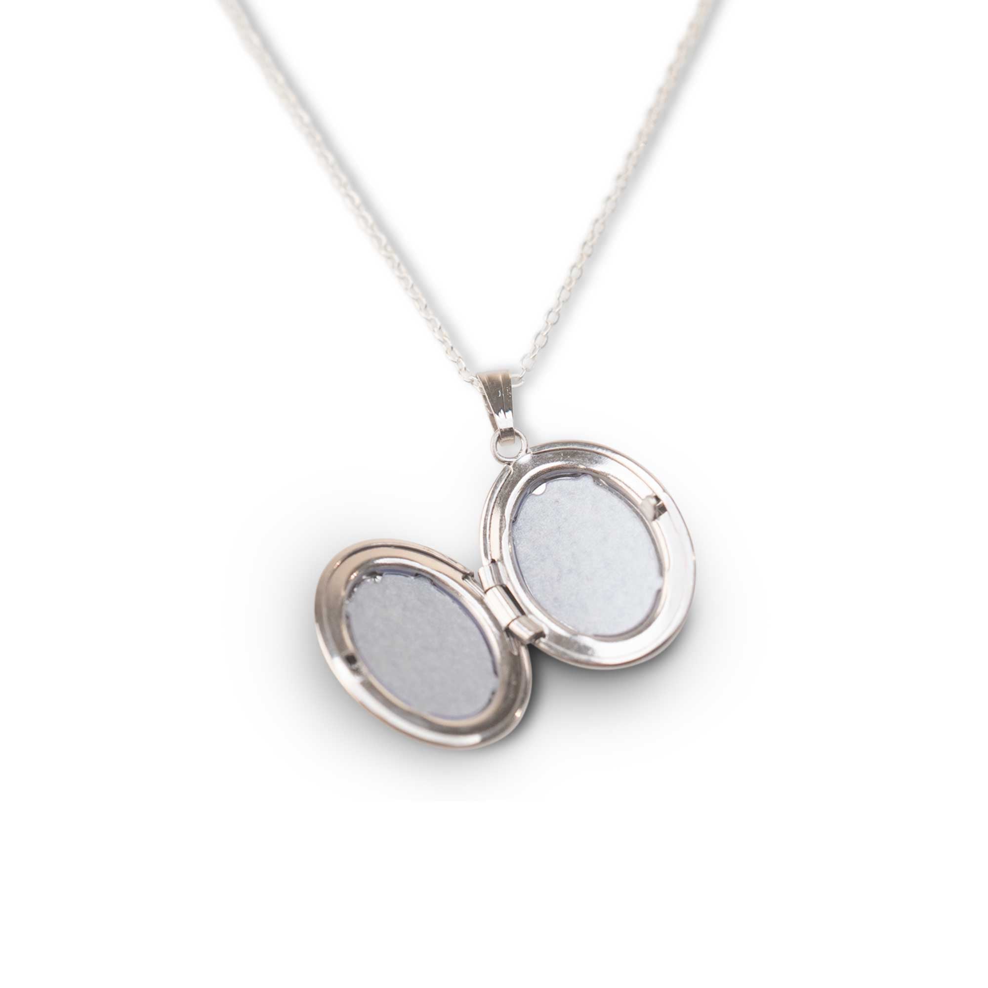 Silver Diamond Oval Locket