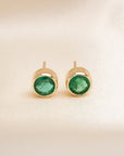 14k Emerald Bezel Studs