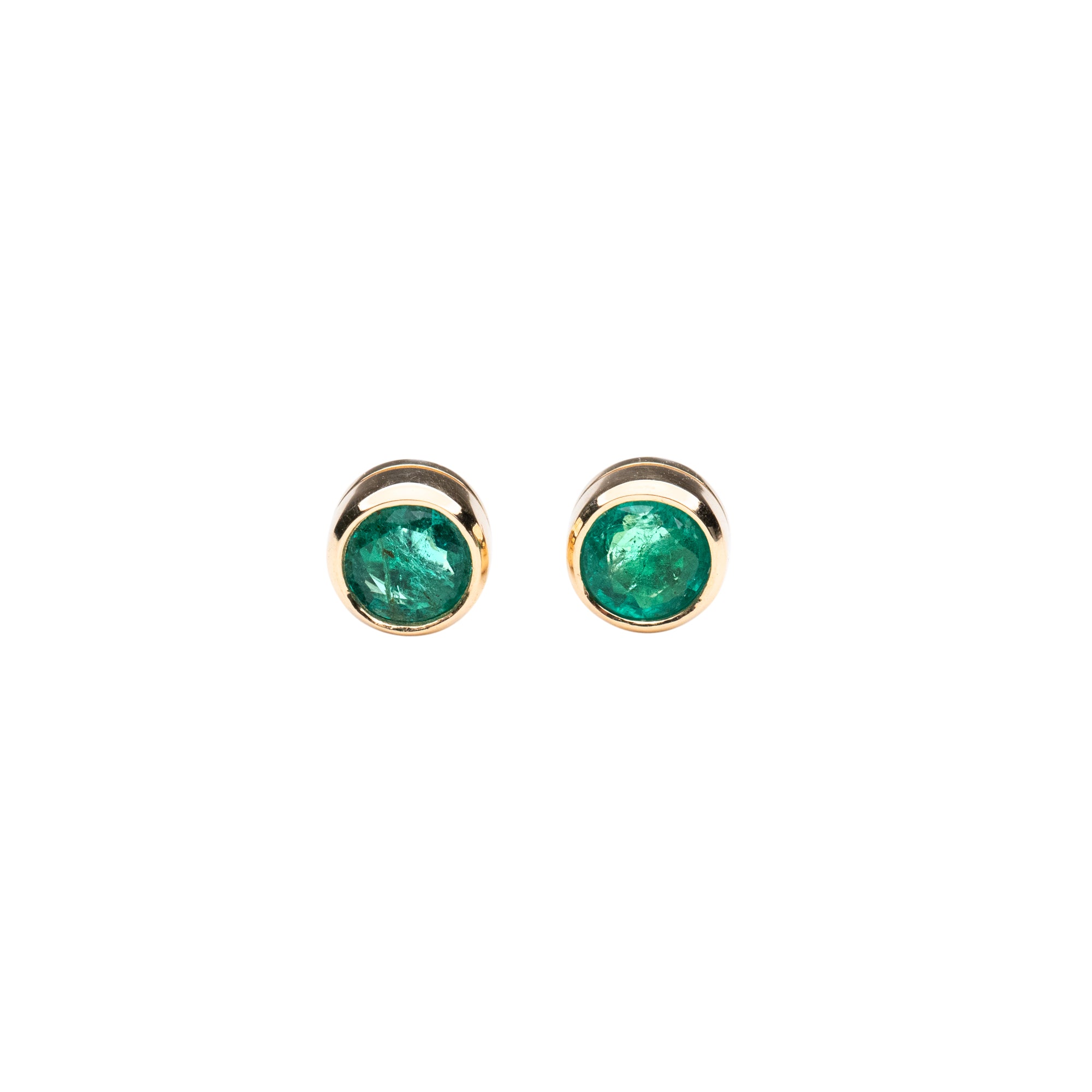 14k Emerald Bezel Studs