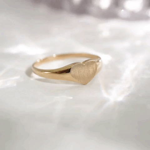 14k Gold Heart Signet Ring