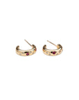 14k Gypsy Set Ruby Huggies