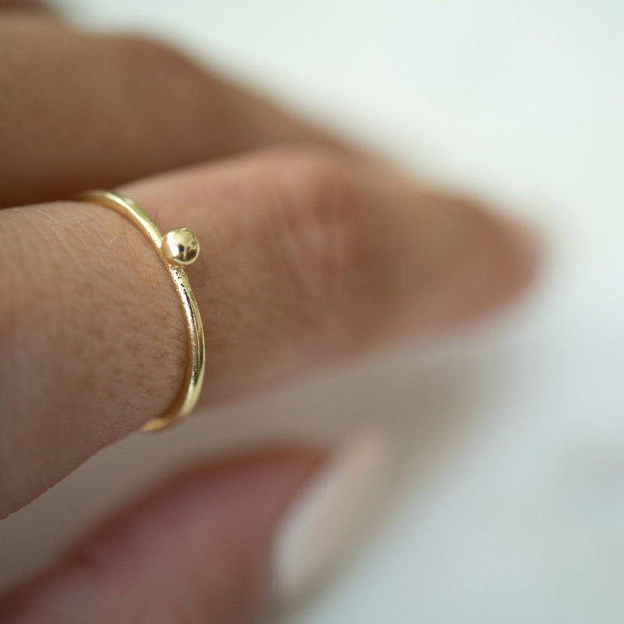 Unique Stackable Gold Ring, Dot Ring, Gold Stackable Ring, Dainty Gold Ring, Gold Stacker, For Him or For Her, Thin Stackable Rings