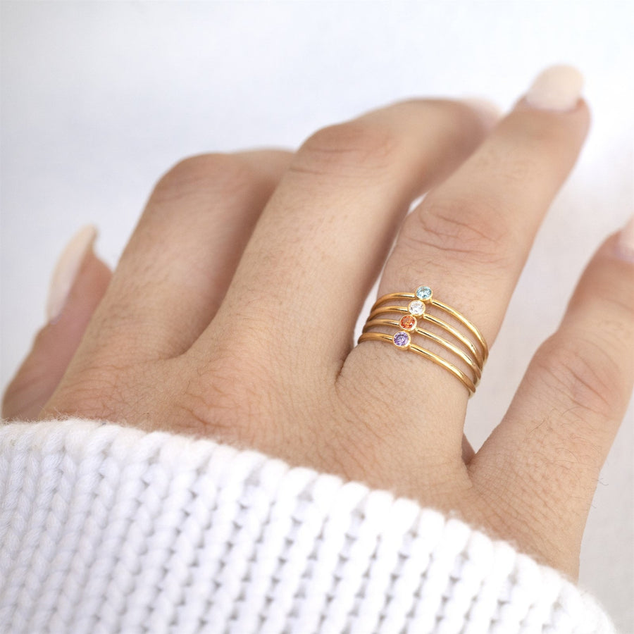 Gold Filled Crystal Stacker, Gold Filled Rings | Gold Filled Stackable Ring, Gold Gemstone Ring, Gemstone Ring, Birthstone Ring, Cute Ring