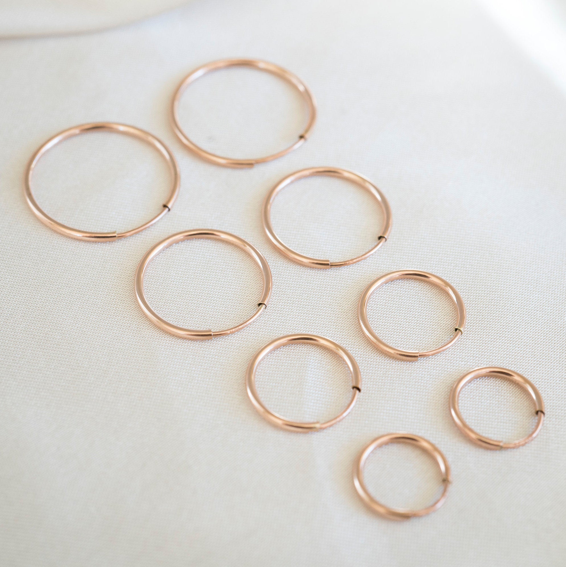 Rose Gold Hoops, Rose Gold Endless Hoops, 14k Rose Gold Hoops, Endless Hoops, 12mm Hoops, Dainty Hoops, Hoop Earrings, Endless Hoop Earrings