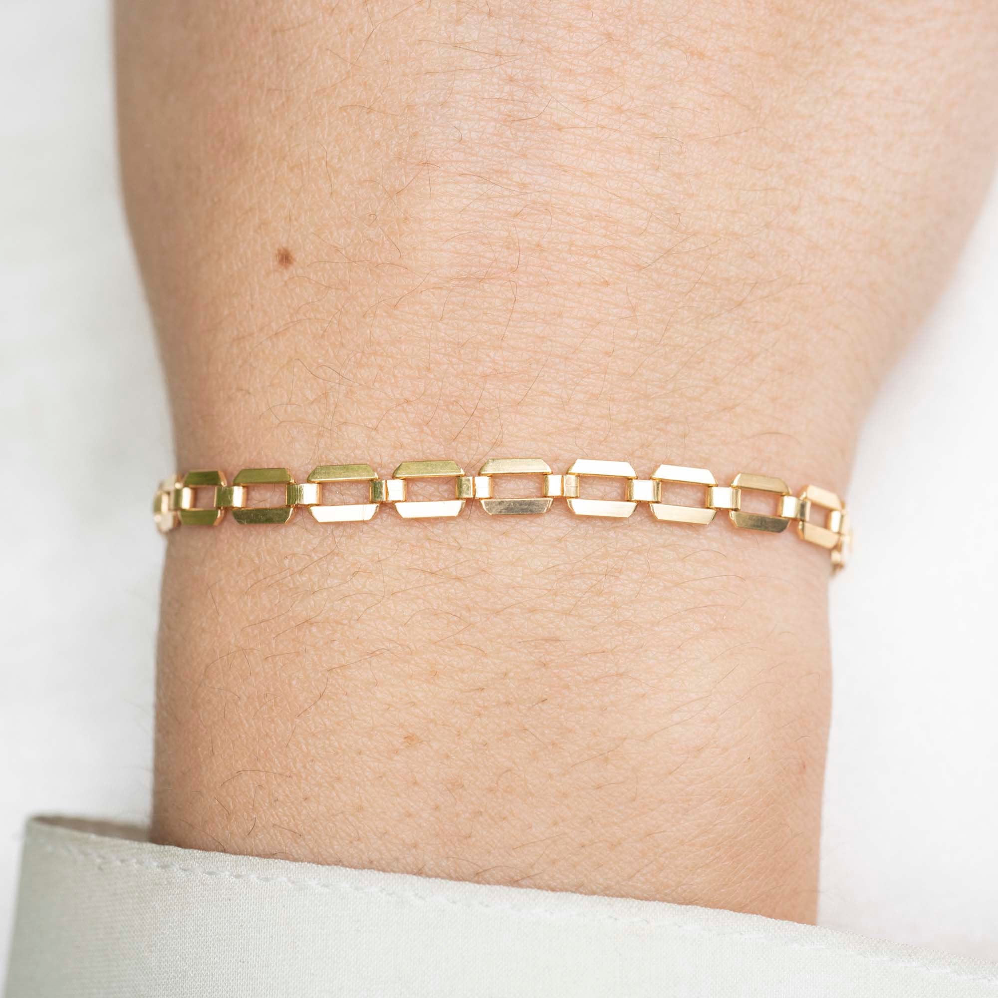 Gold Retro Bracelet, 14k Gold Bracelet, Simple Gold Bracelet, Chain and Link Bracelet, Bracelet, Chain Bracelet, Bold Bracelet, Gold Filled