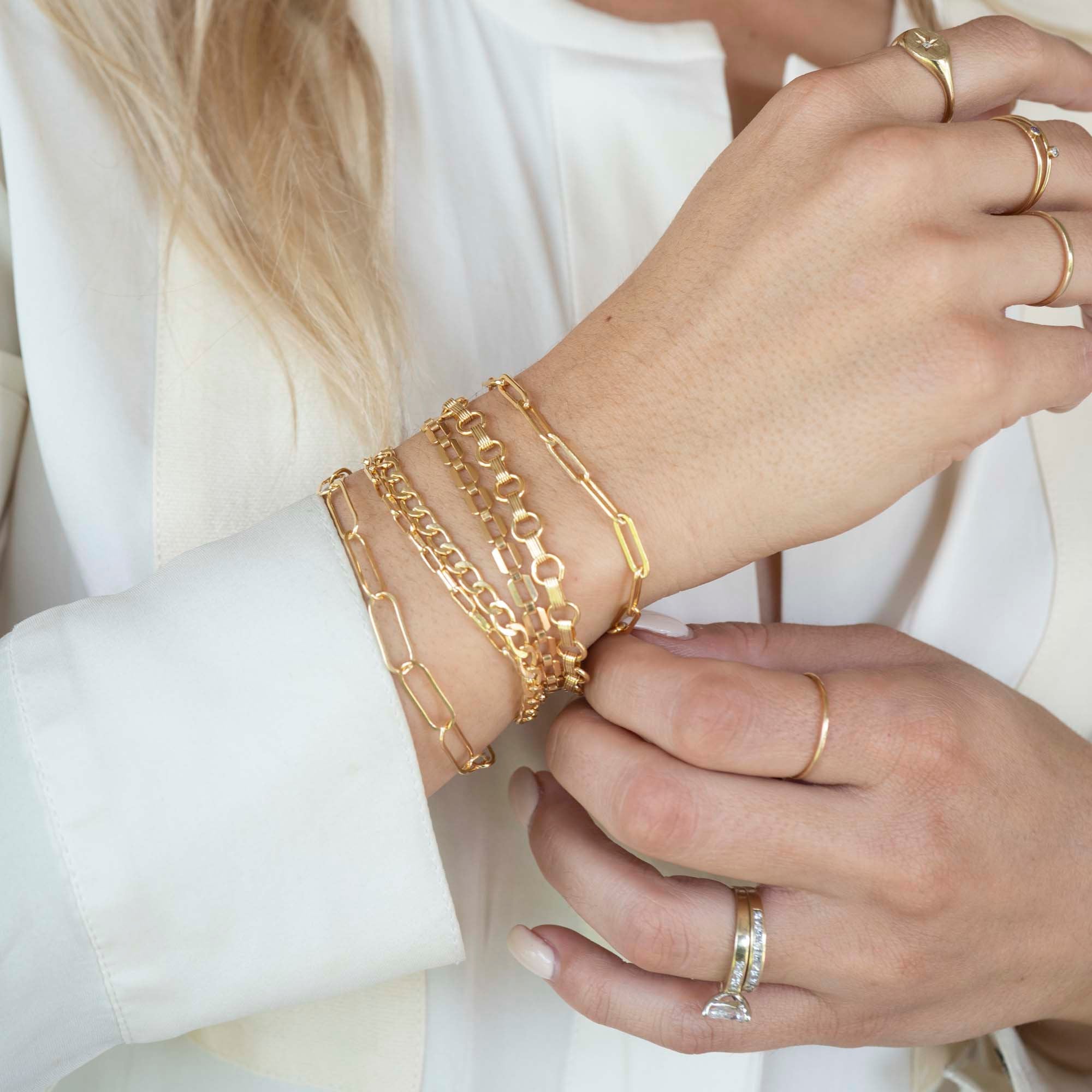 Gold Neptune Bracelet, 14k Gold Bracelet, Simple Gold Bracelet, Chain and Link Bracelet, Bracelet, Chain Bracelet, Bold Bracelet, Gold