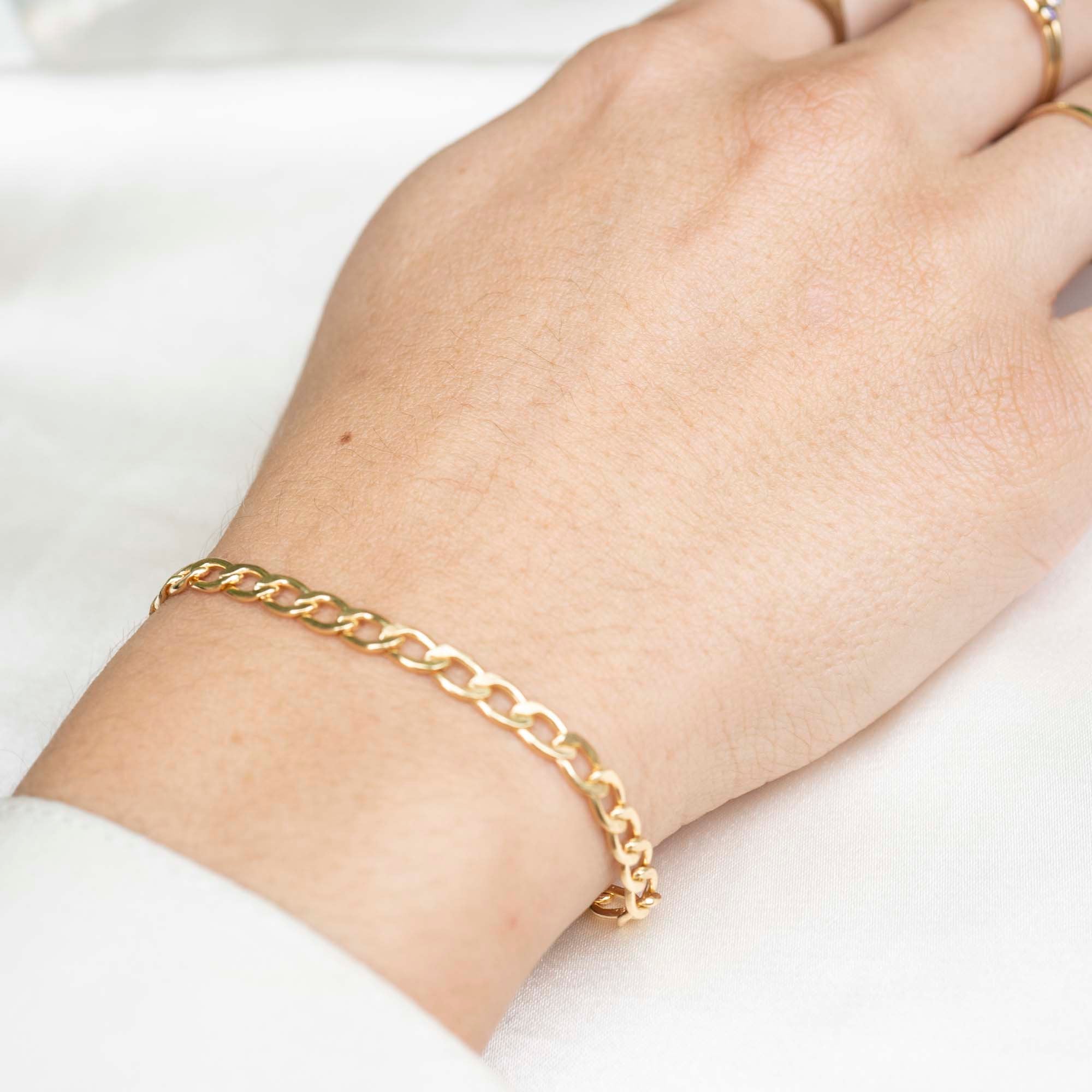 Gold Neptune Bracelet, 14k Gold Bracelet, Simple Gold Bracelet, Chain and Link Bracelet, Bracelet, Chain Bracelet, Bold Bracelet, Gold