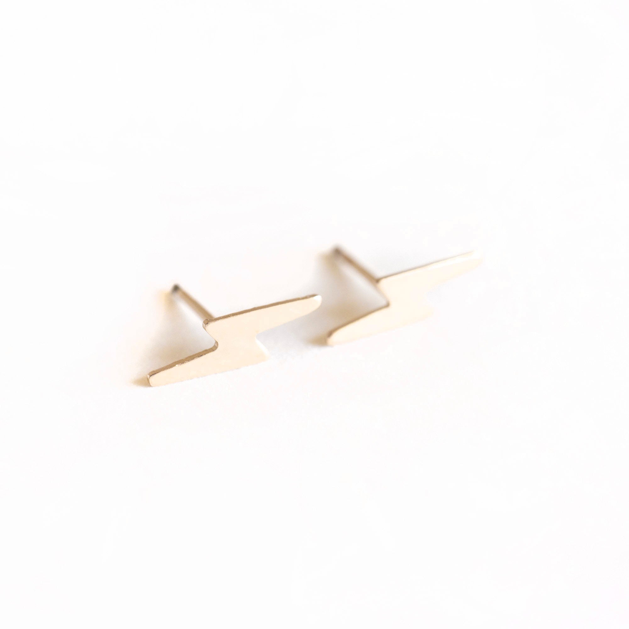 Solid 14k Gold Lightning Bolt Studs, Gold Studs. Cute Gold Studs, Gold Studs, Earrings, 14k Gold Earrings, 14k Gold Studs, 14k Gold Studs