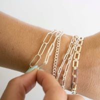 Sterling Silver Rectangle XL Bracelet, Sterling Silver Bracelet, Simple Silver Bracelet, Chain and Link Bracelet, Bracelet, Chain Bracelet