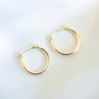 14k Solid Gold Hoops | 15mm | Lightweight Hoops, Clasp Hoops, Everyday Earrings, 14k Gold Hoops,  Holiday Gift, Gift for Her, Holiday, Gift