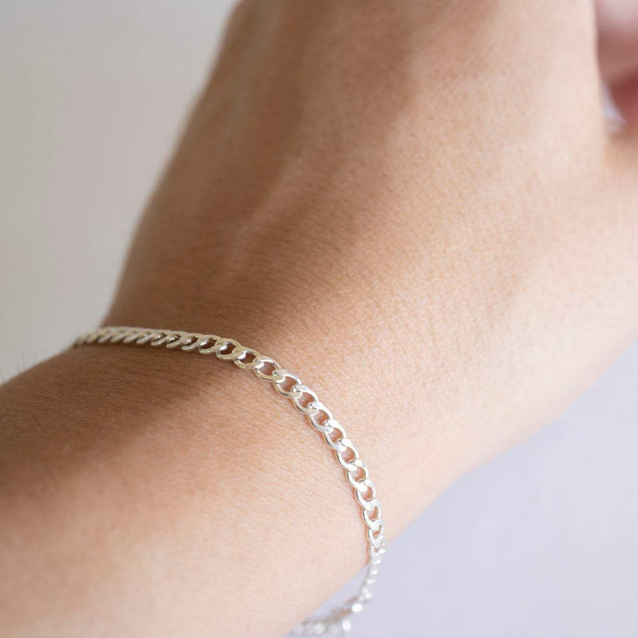 Sterling Silver Curb Link Bracelet, Sterling Silver Bracelet, Simple Silver Bracelet, Chain and Link Bracelet, Bracelet, Chain Bracelet,Gift