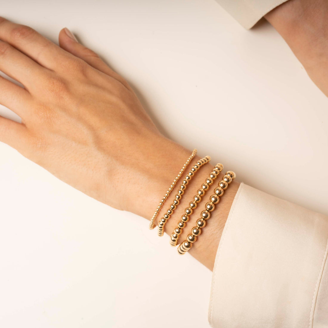 Gold Beaded Gemstone Bracelet, Minimalist