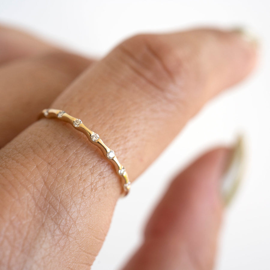 14k Diamond Stacker | 14k Gold Diamond Ring | Diamond Stacker | Gift for Her | Wedding Band | Diamond Ring| Holiday Gift