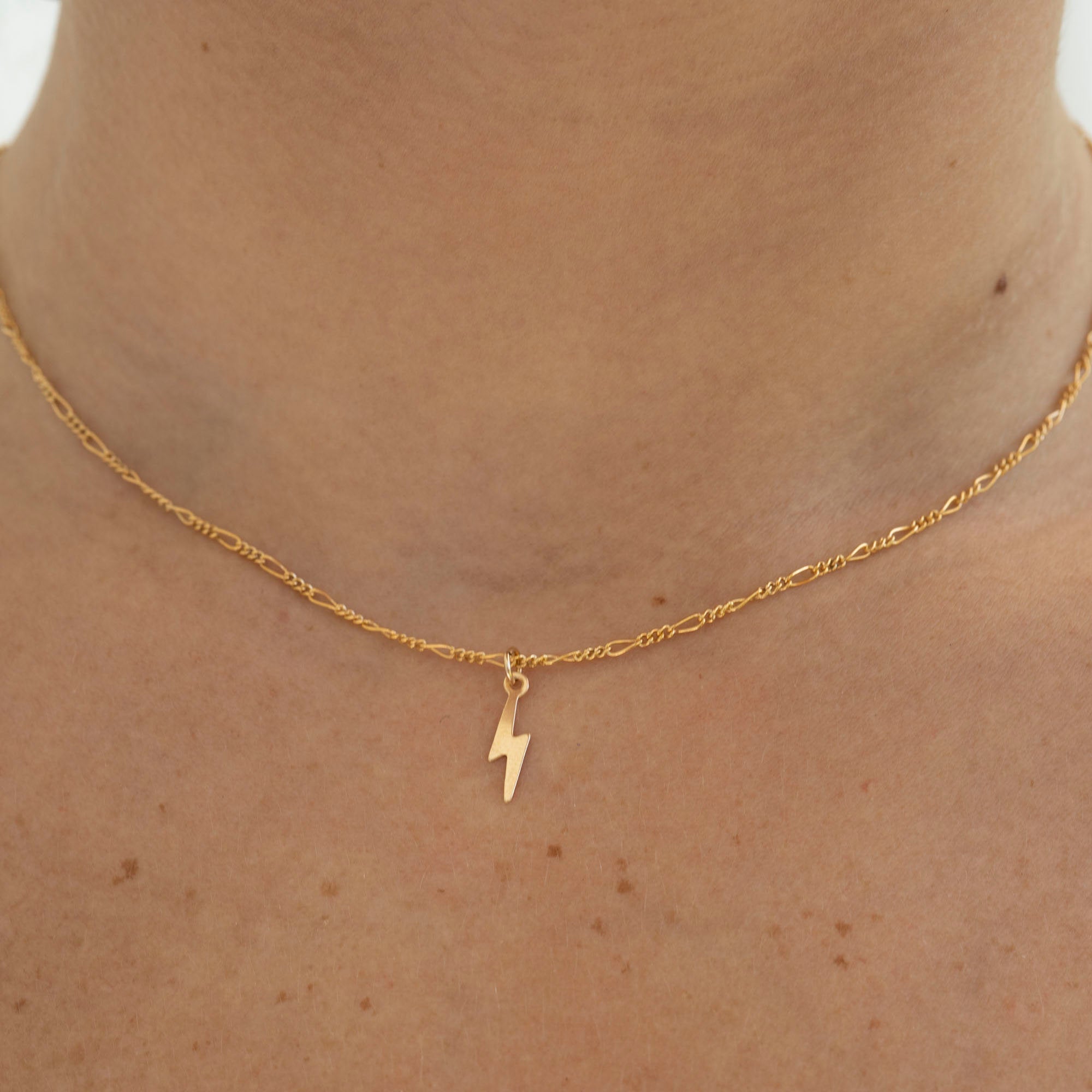 Lightning Bolt Charm Necklace | 14k Gold Filled, Circle Charm, Dainty Bunny, Simple Necklace, Holiday Gift, Gift for Her, Holiday, Gift,