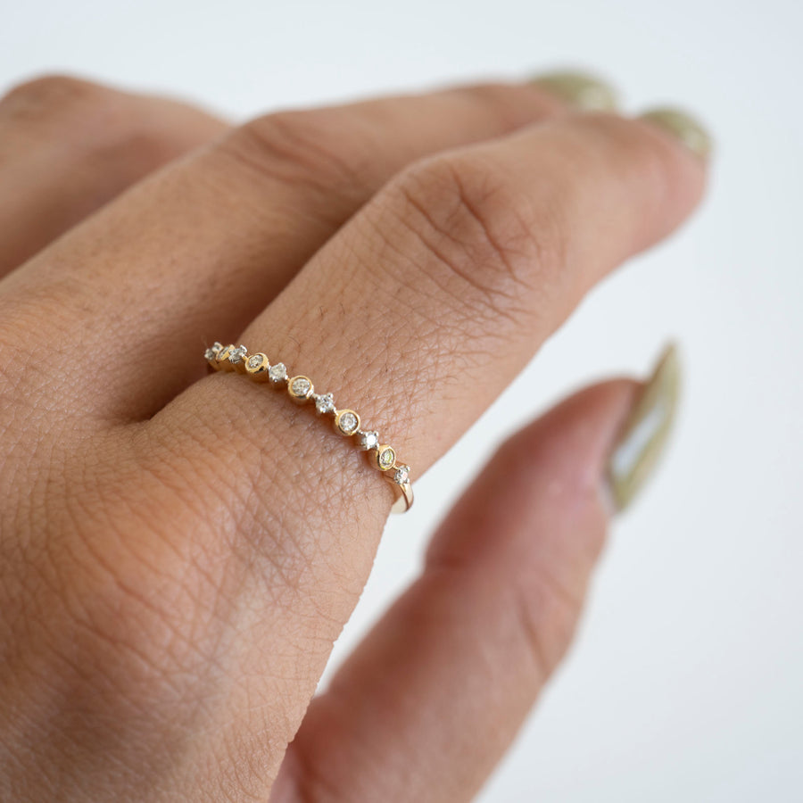 14k Unique Diamond Stacker | 14k Gold Diamond Ring | Diamond Stacker | Gift for Her | Wedding Band | Diamond Ring| Holiday Gift | Gold Ring