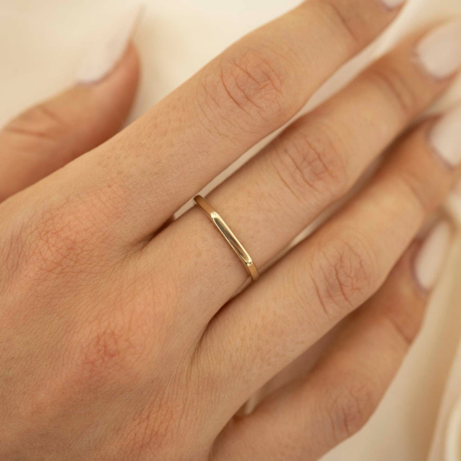 14k Thin Signet Ring | 14k Solid Gold Signet, Simple Signet Ring, Unique Signet Ring, Holiday Gift, Gold Signet Ring, Dainty Signet Ring
