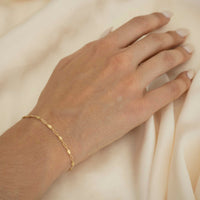 Gold Coffee Bean Bracelet, 14k Gold Bracelet, Simple Gold Bracelet, Chain and Link Bracelet, Chain Bracelet, Gift for Her,