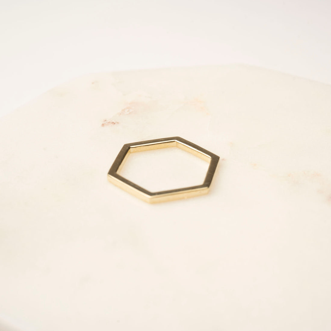 14k Gold Hexagon Ring