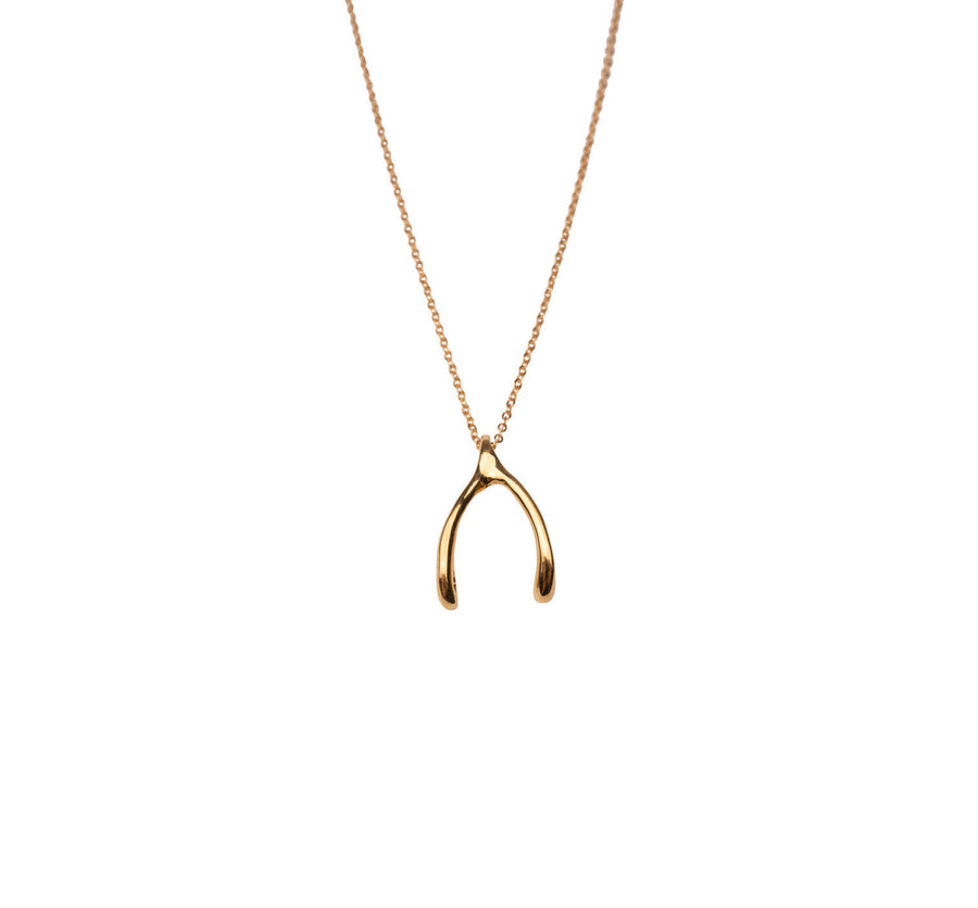 everyday little wishbone necklace - 14k yellow gold | bluboho fine jewelry