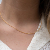 Gold Thin Curb Link Necklace