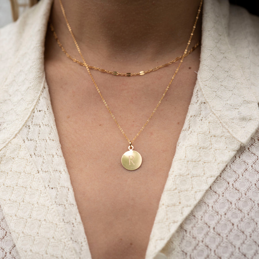 Gold Circle Disc Necklace
