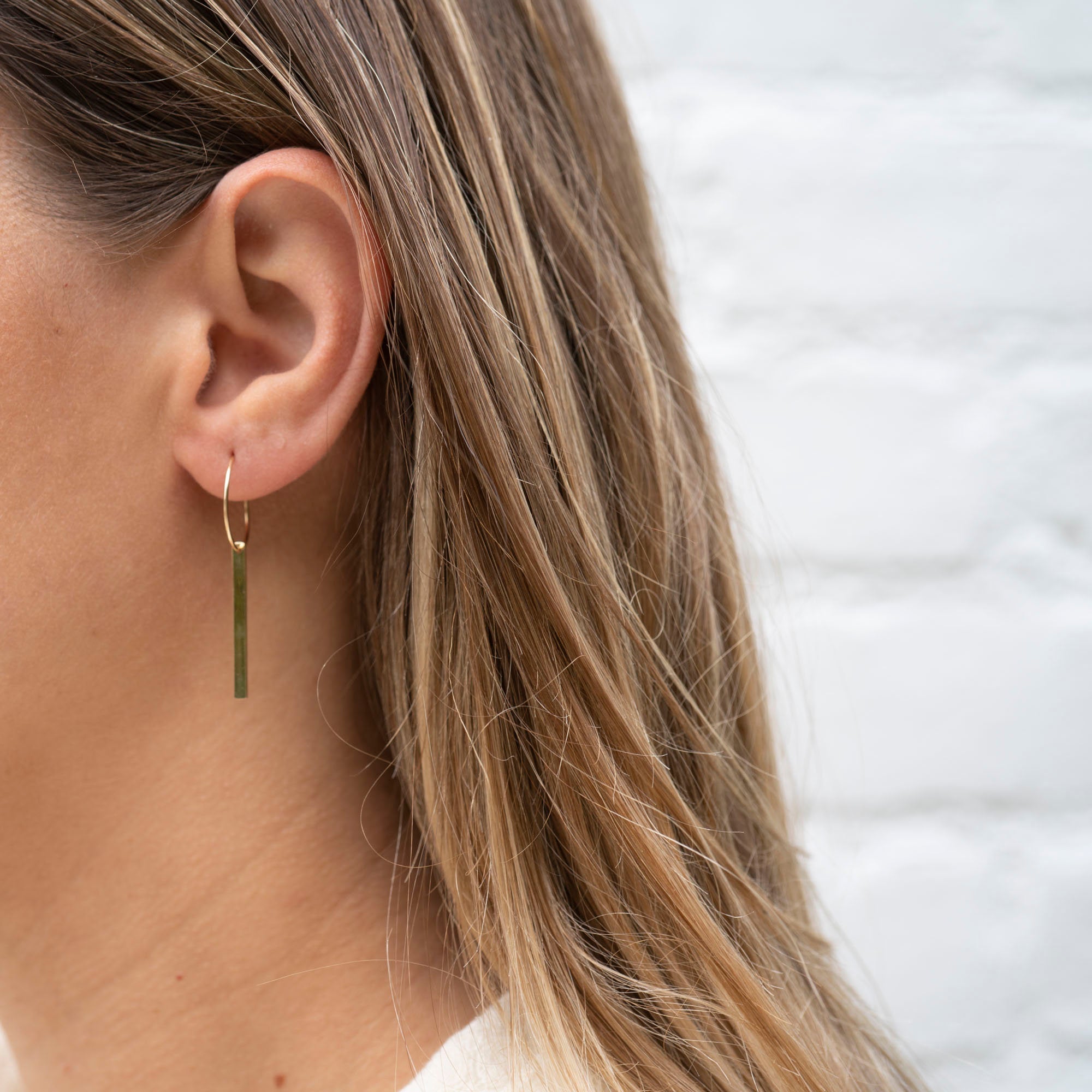 Gold Dainty Bar Hoop Earrings