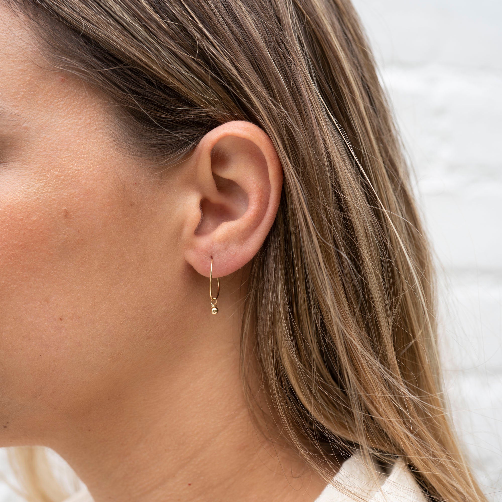 Gold Dainty Beaded Hoops