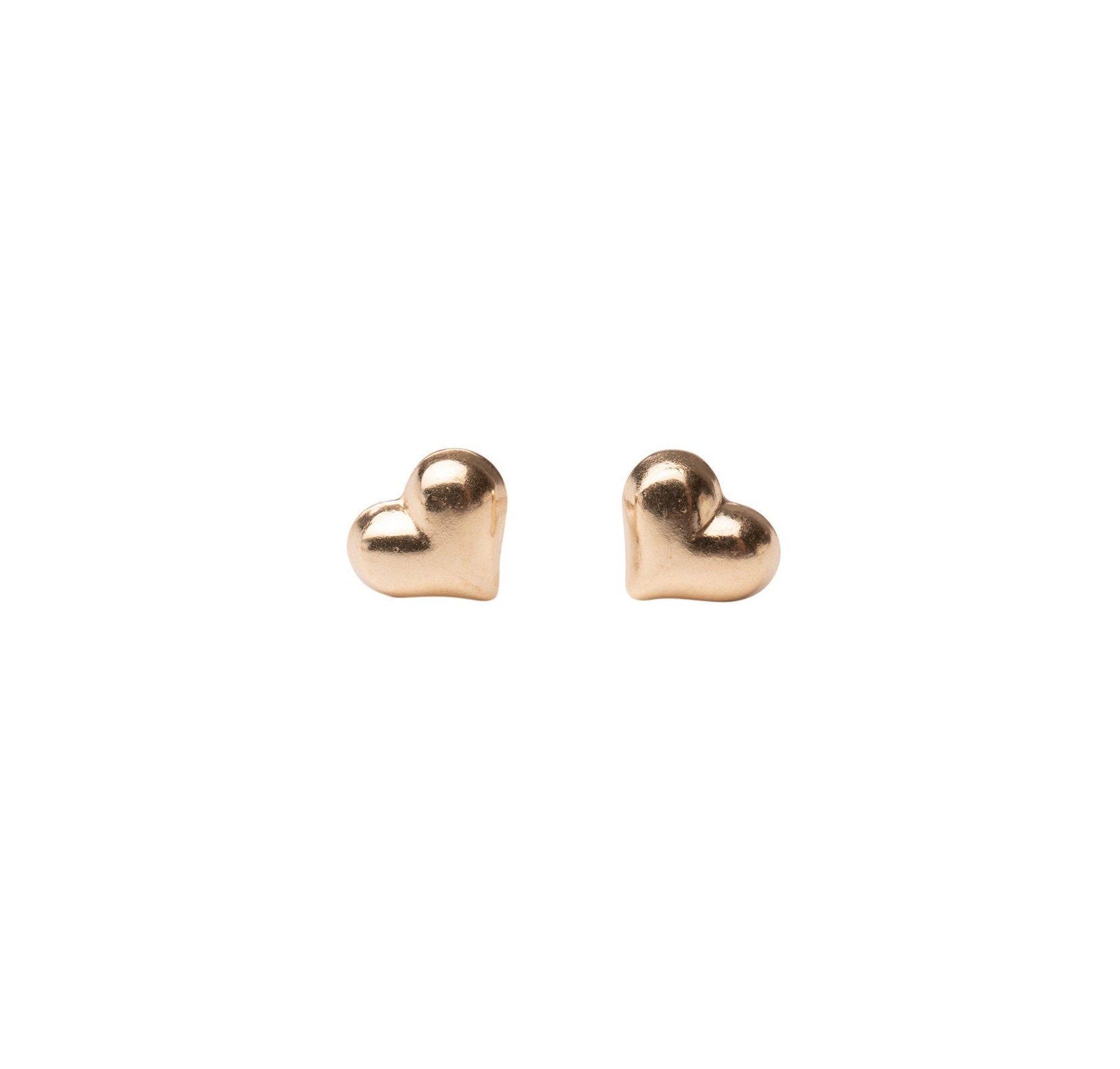 Gold Puffy Heart Studs