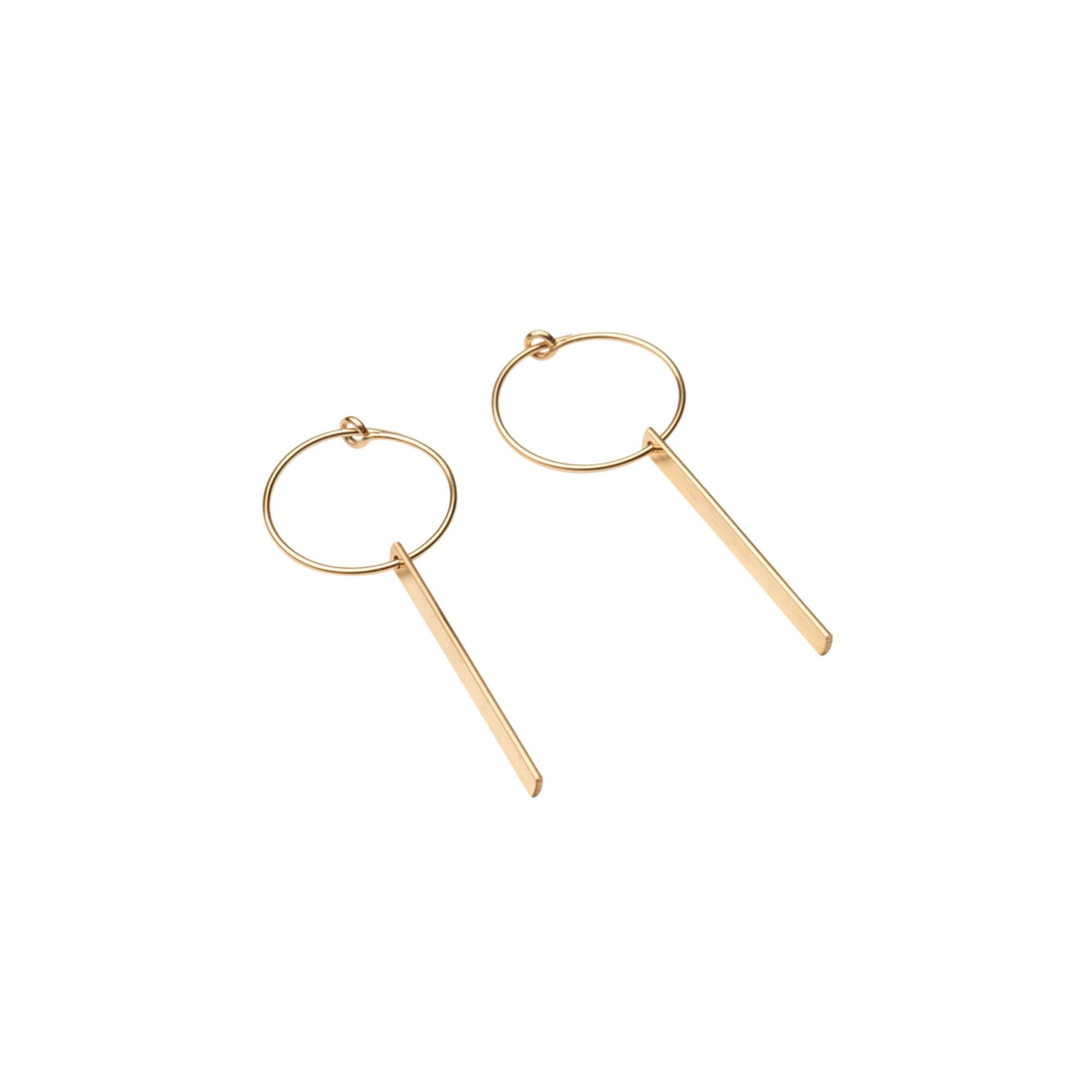 Gold Dainty Bar Hoop Earrings