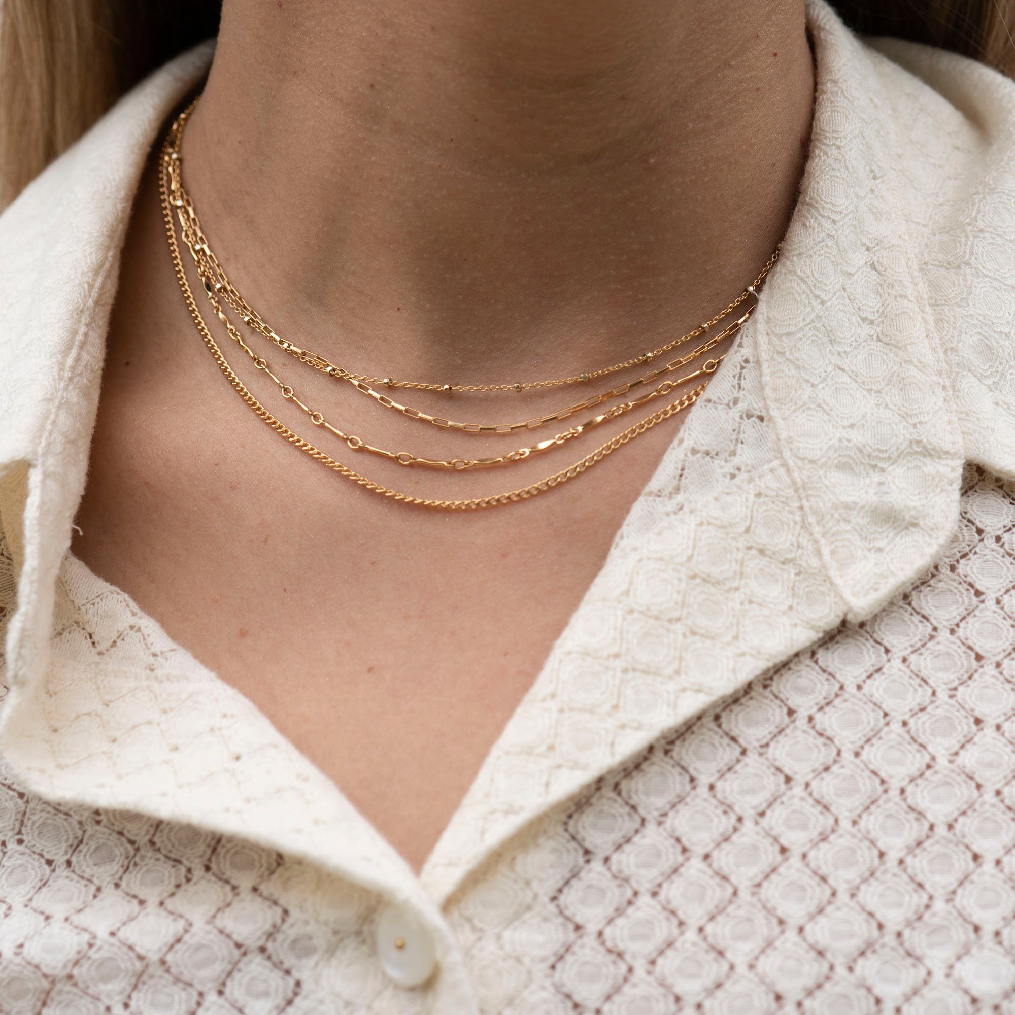 Gold Thin Box Necklace