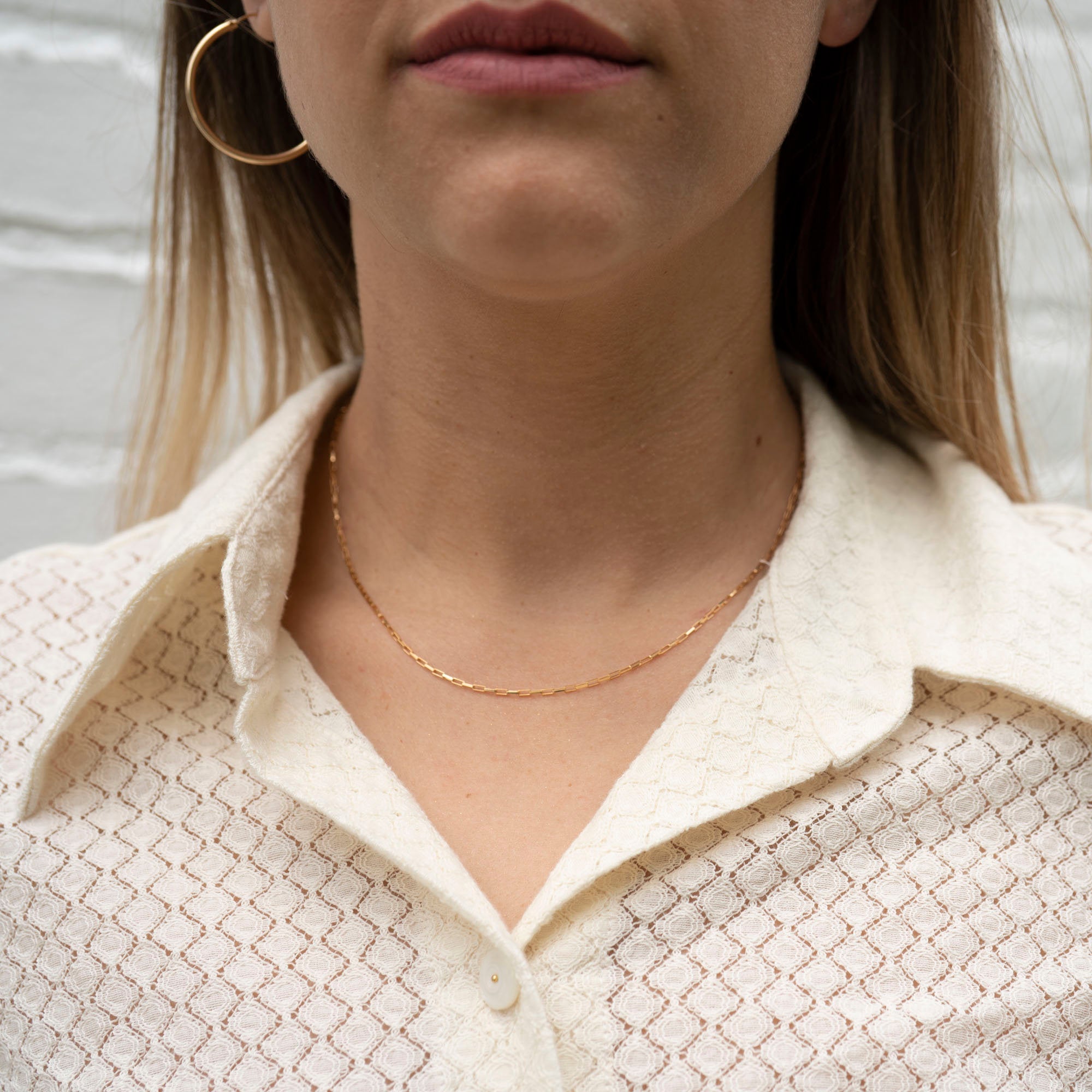 Gold Thin Box Necklace