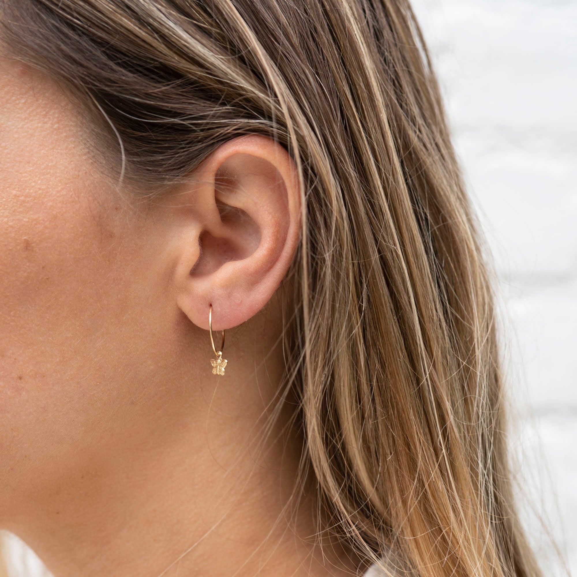 Gold Dainty Butterfly Hoops