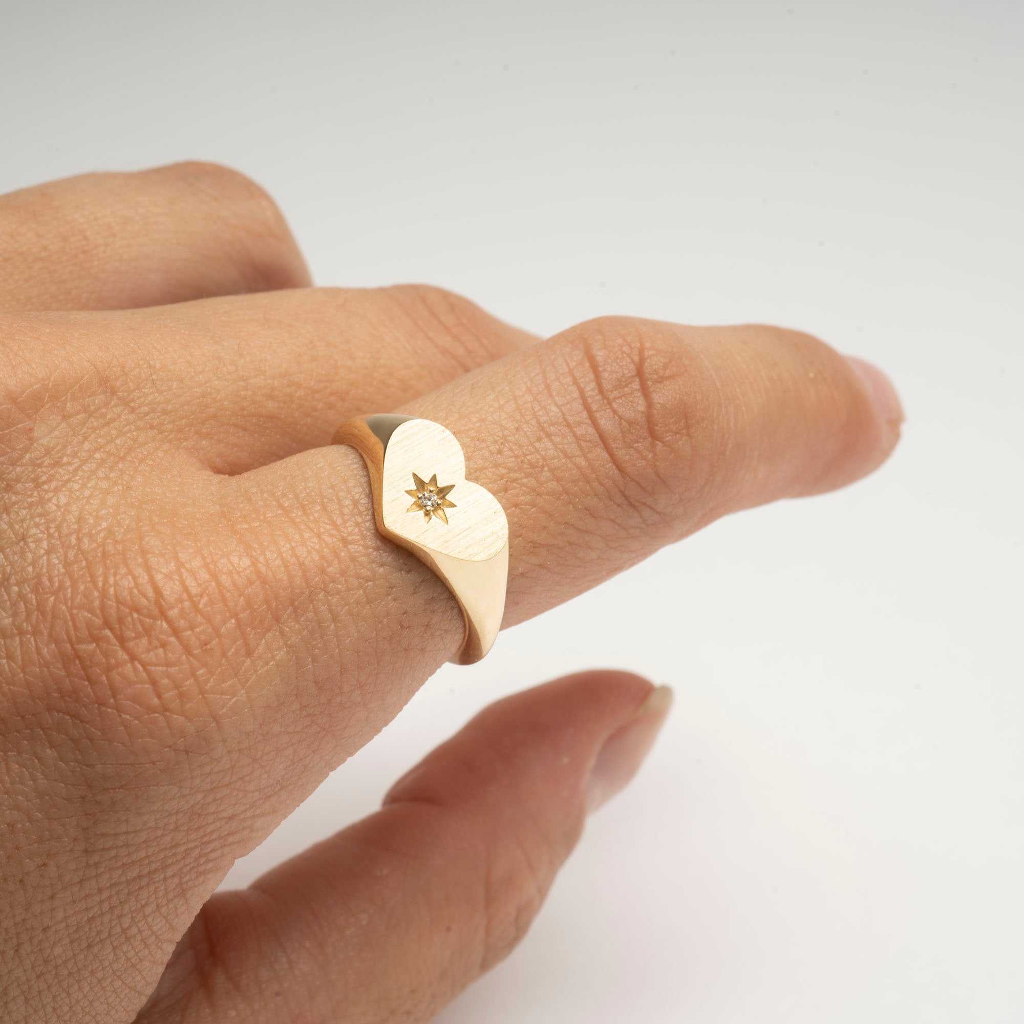 Diamond Heart Signet Ring - Fine Jewelry