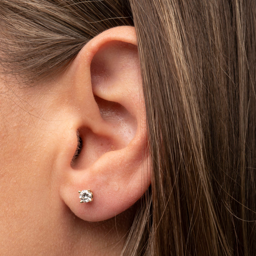 New Trend Four Claw Round Micro Faux Diamond Ear Studs Men's - Temu