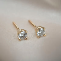 14k Round Diamond Studs | Genuine Diamond Studs, Natural Diamond Earrings, 14k Gold Earrings, Cute Diamond Studs, Simple Diamond Studs