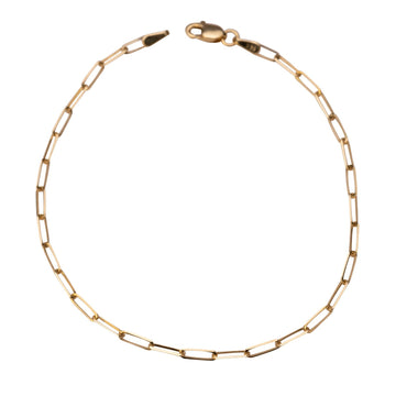 14k Solid Gold Small Rectangle Bracelet | 14k Gold Paperclip Bracelet, Simple 14k Bracelet, Minimal Bracelet, 14k Gold Bracelet