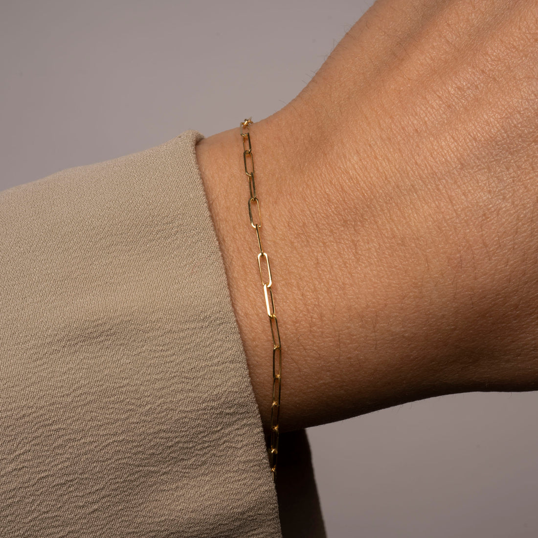 14k Solid Gold Small Rectangle Bracelet | 14k Gold Paperclip Bracelet, Simple 14k Bracelet, Minimal Bracelet, 14k Gold Bracelet
