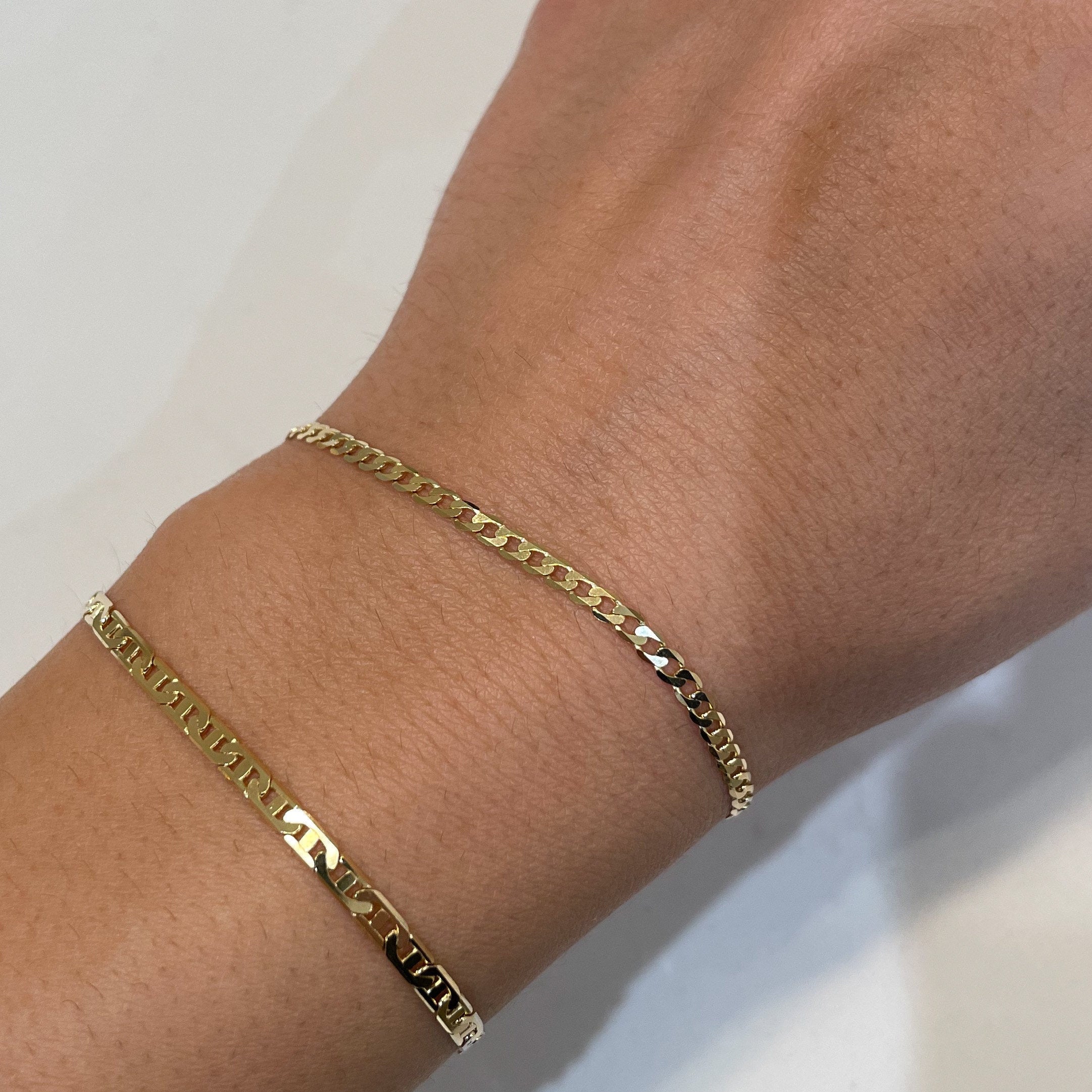 Flat Bracelet 14k shops real gold 6