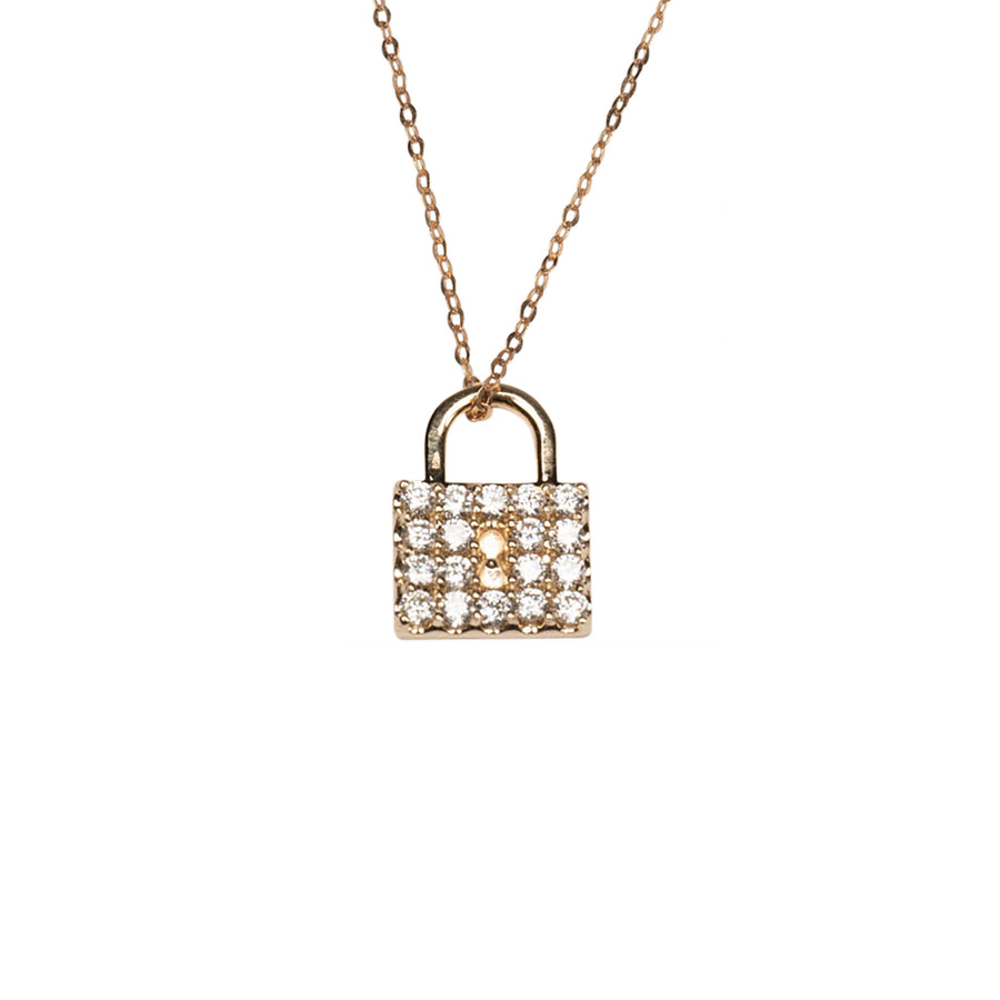 14k Diamond Padlock Necklace