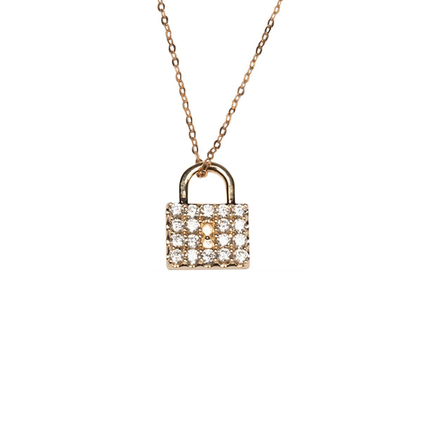 302® Fine Jewelry Petite Lock Necklace with Initial in SS, 14K Gold or –  Roxx Fine Jewelry