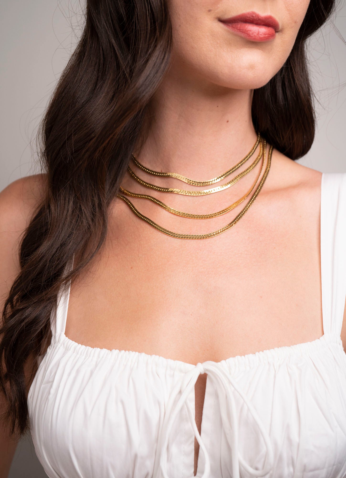 Gold Herringbone Necklace | 5mm