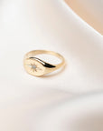 14k Gold Starburst Signet Ring