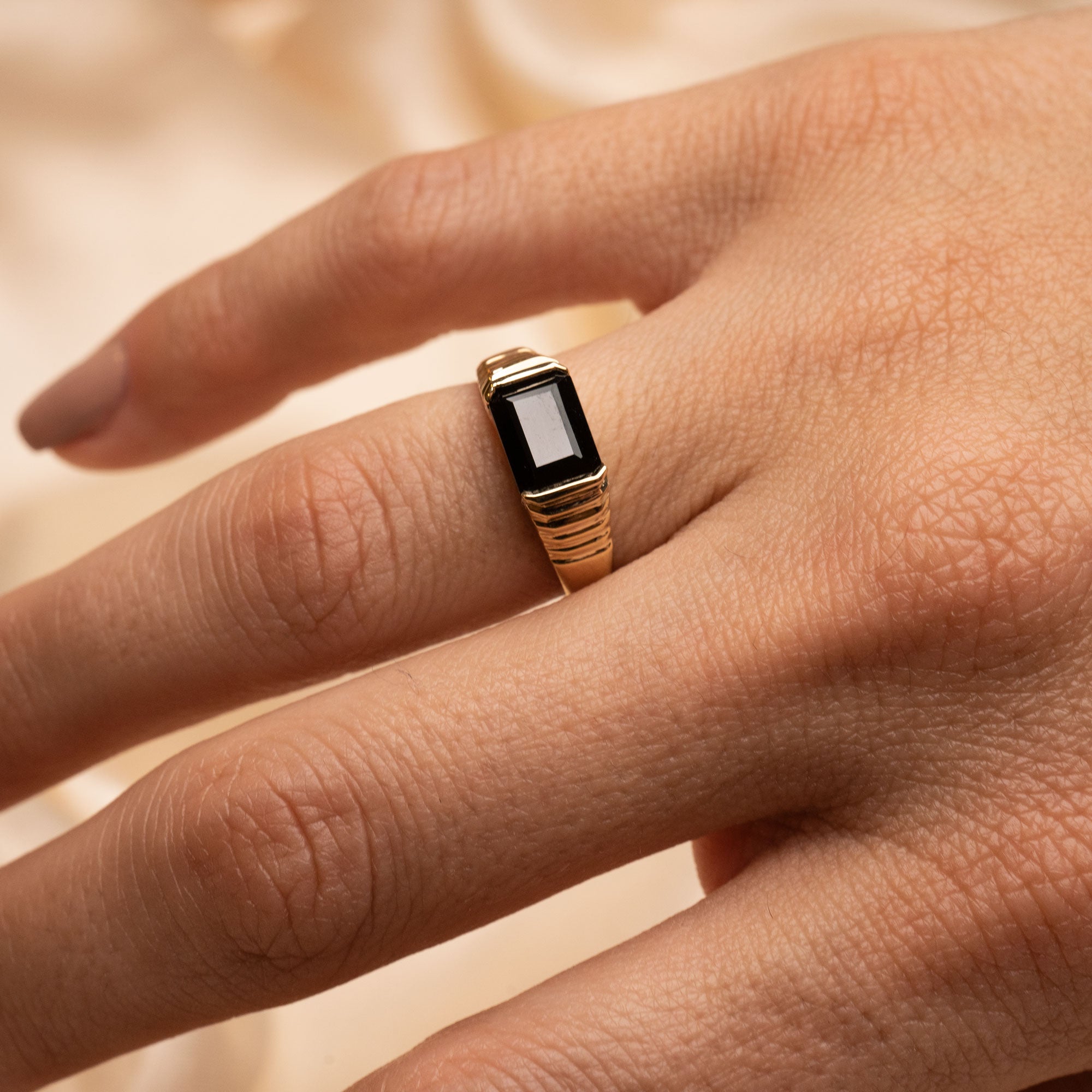 Black Onyx Pyramid Ring - Fine Jewelry