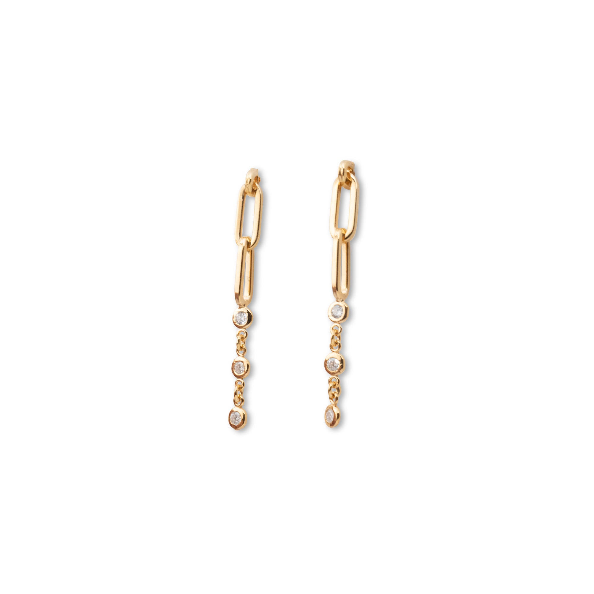 14k Paperclip Diamond Drop Earrings .31 CTW